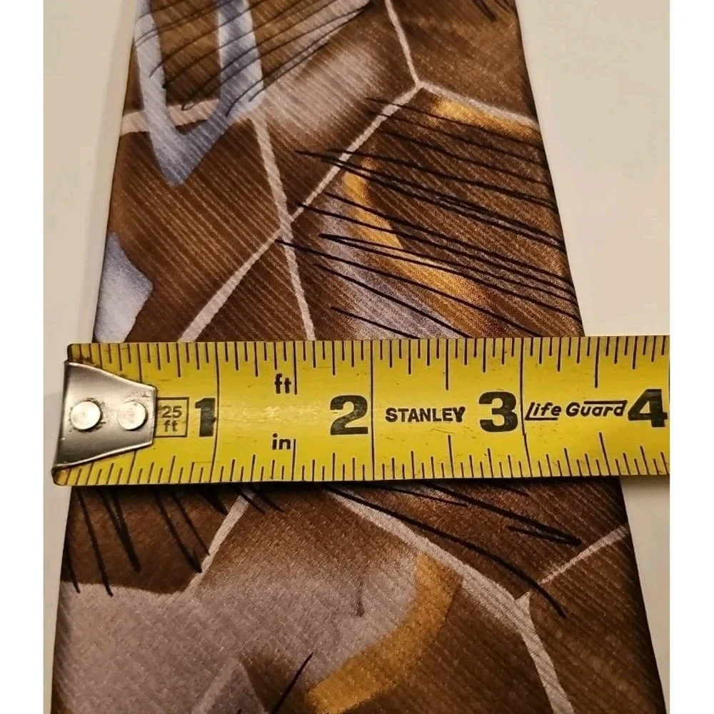 J Garcia Tie Neckwear Sun Movement Collection Fifty-Six Silk Brown Abstract 3.5